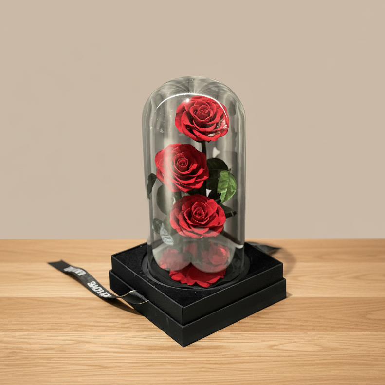 3 Forever Roses Red
