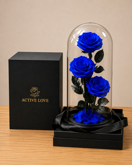 3 Forever Roses Blue