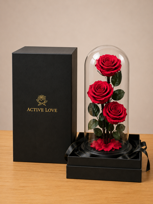 3 Forever Roses Red