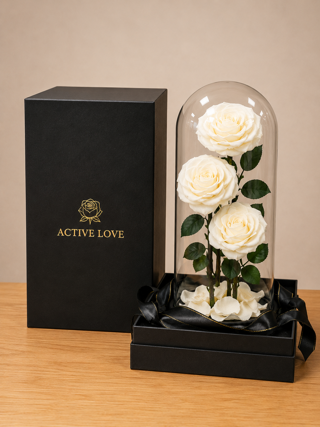 3 Forever Roses White
