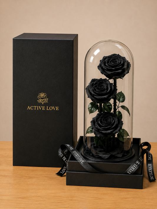 3 Forever Roses Black