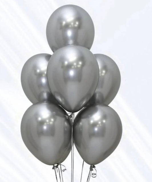 6 Silver Chrome Balloons