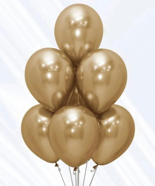 6 Gold Chrome Balloons