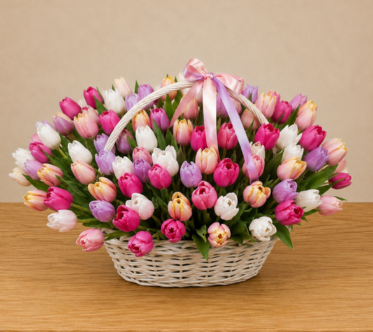 100 Tulips in a Basket