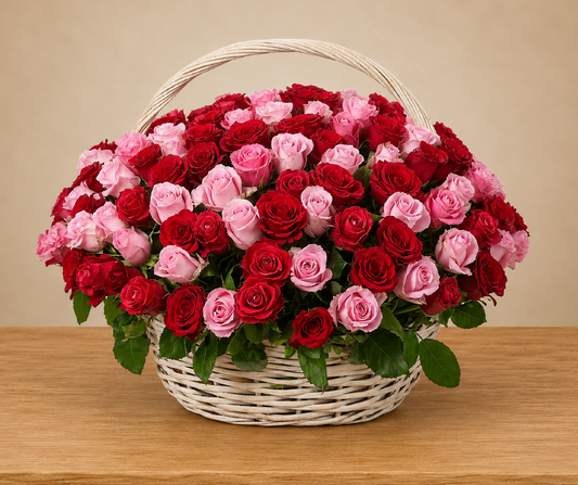 100 Roses in a Basket