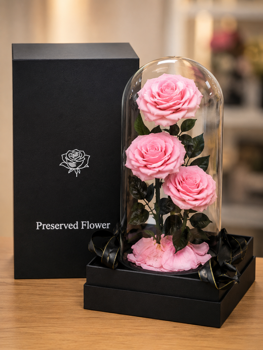 3 Forever Roses Pink