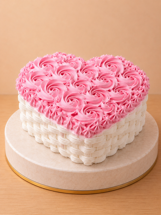 Pink Heart Basket Cake