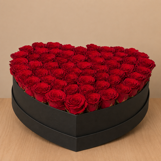 Luxury Heart Box of Red Roses