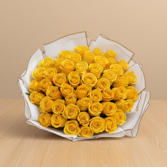 Luxury yellow roses bouquet elegantly arranged for same-day flower delivery in Dubai