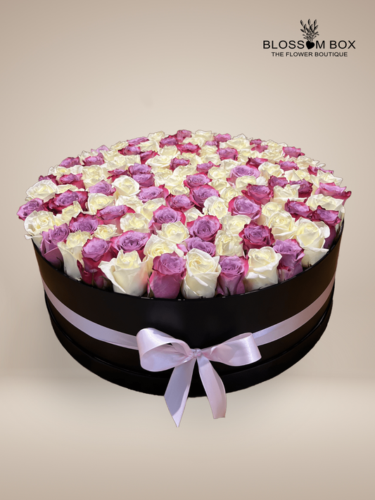 White and Purple Roses Box