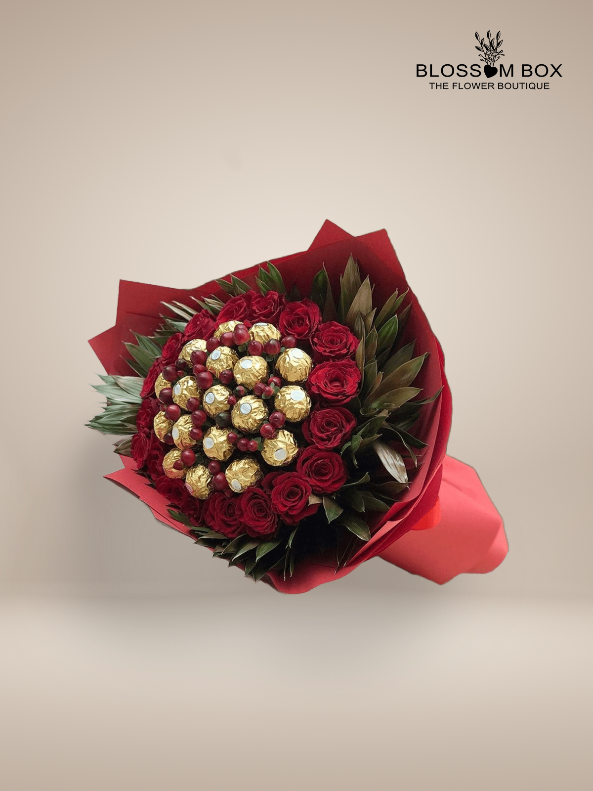 Love Red Roses and Ferrero Bouquet